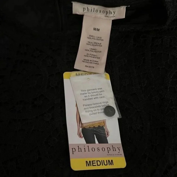 Philosophy Black Lace Short Sleeve Shirt Medium NWT - Picture 4 of 4